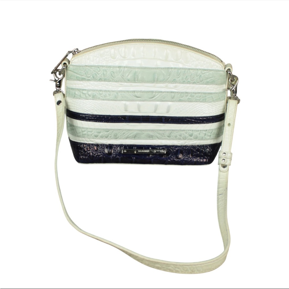 Brahmin Melbourne Crossbody Bag Cream Gray Blue Crossbody Bag Modern Elegance